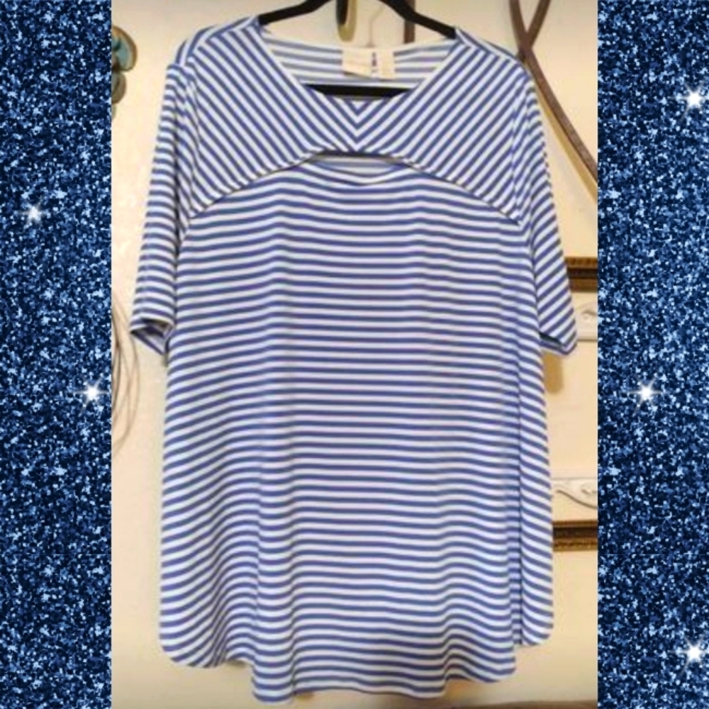 3X 🏖 Chico's Nautical Womens Plus Size Silky Soft Stretchy Stylish Top🦩